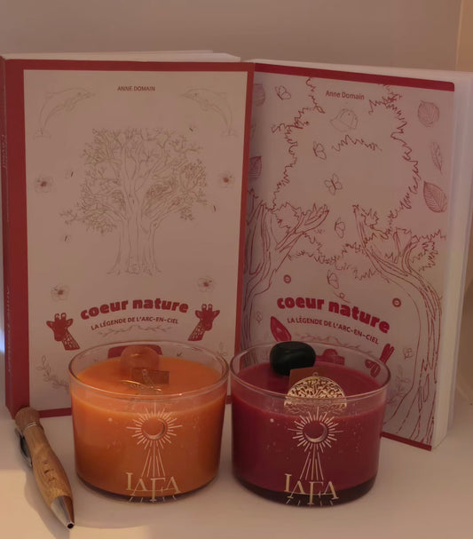 🌈Super Box Coeur Nature : Rouge Profond & Orange Sensuel — Cœur Nature Arc-en-Ciel x Lafa Bougie